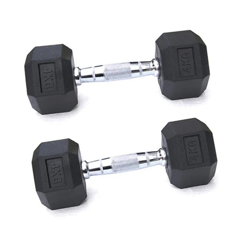 Jointop Home Gym Bodybuilding Equipment Fixed Black Dumbells Hex Rubber Dumbbell weights for fitness  barbell