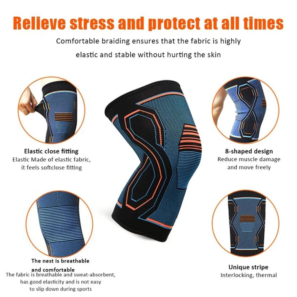 1 PCS Compression Knee Brace Workout Knee Support for Joint Pain Relief Running Biking Basketball Knitted Knee Sleeves for Adult